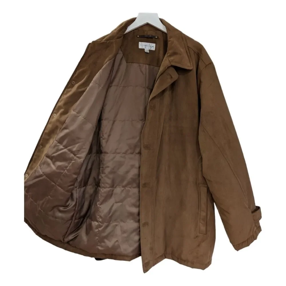 Cutter & Buck Men's Camel Tan Faux Suede Button & Zip Up Jacket Size XXL - Picture 5 of 11